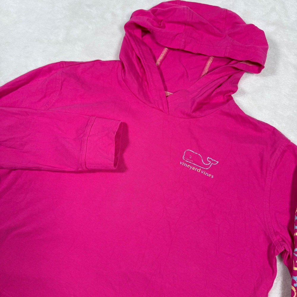 Vineyard Vines Kids Pink Whale Hoodie Long‎ Sleeve Cotton Size Large (14)